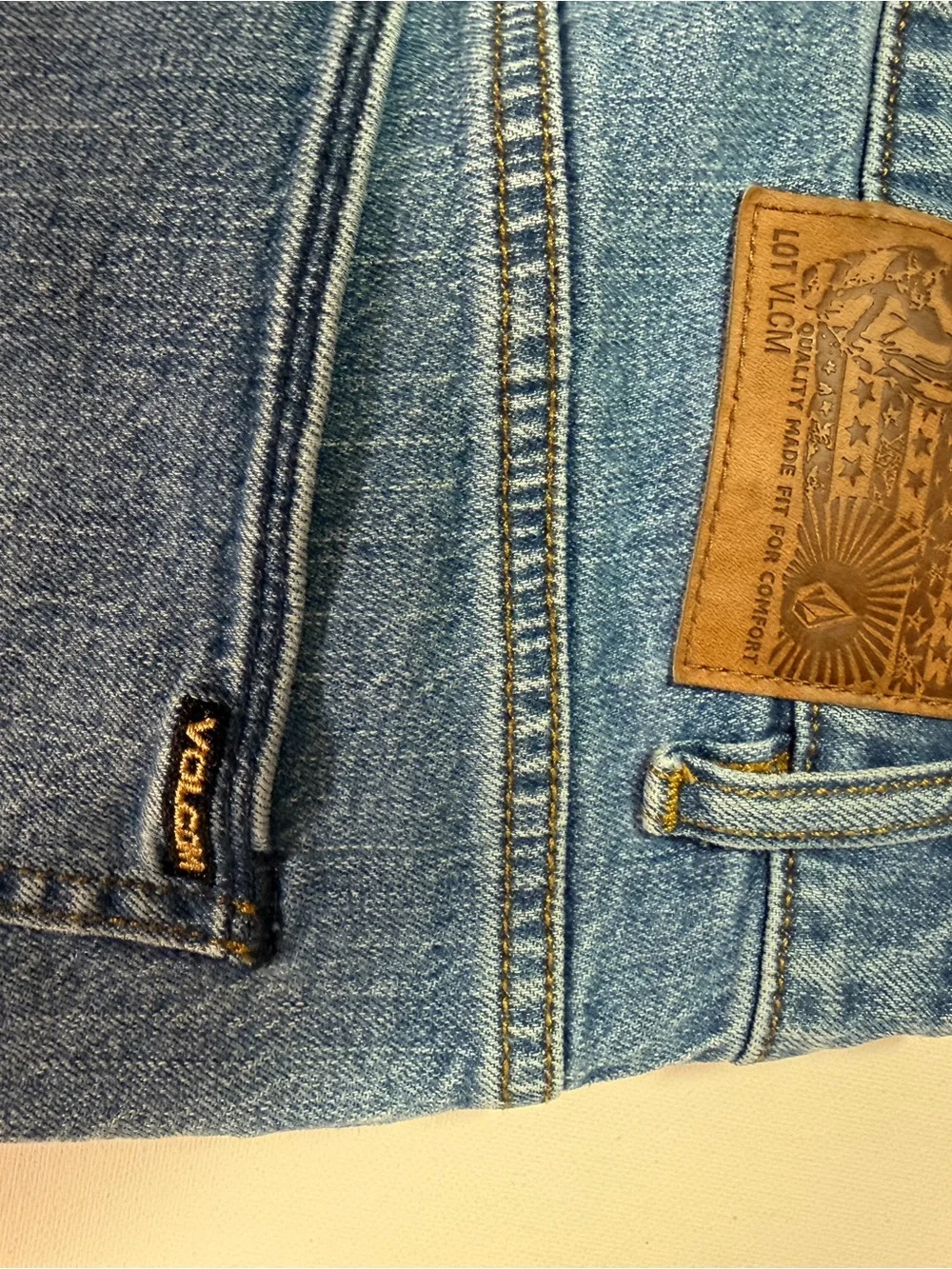 Volcom Men's Slim Straight Jeans in Light Blue Denim